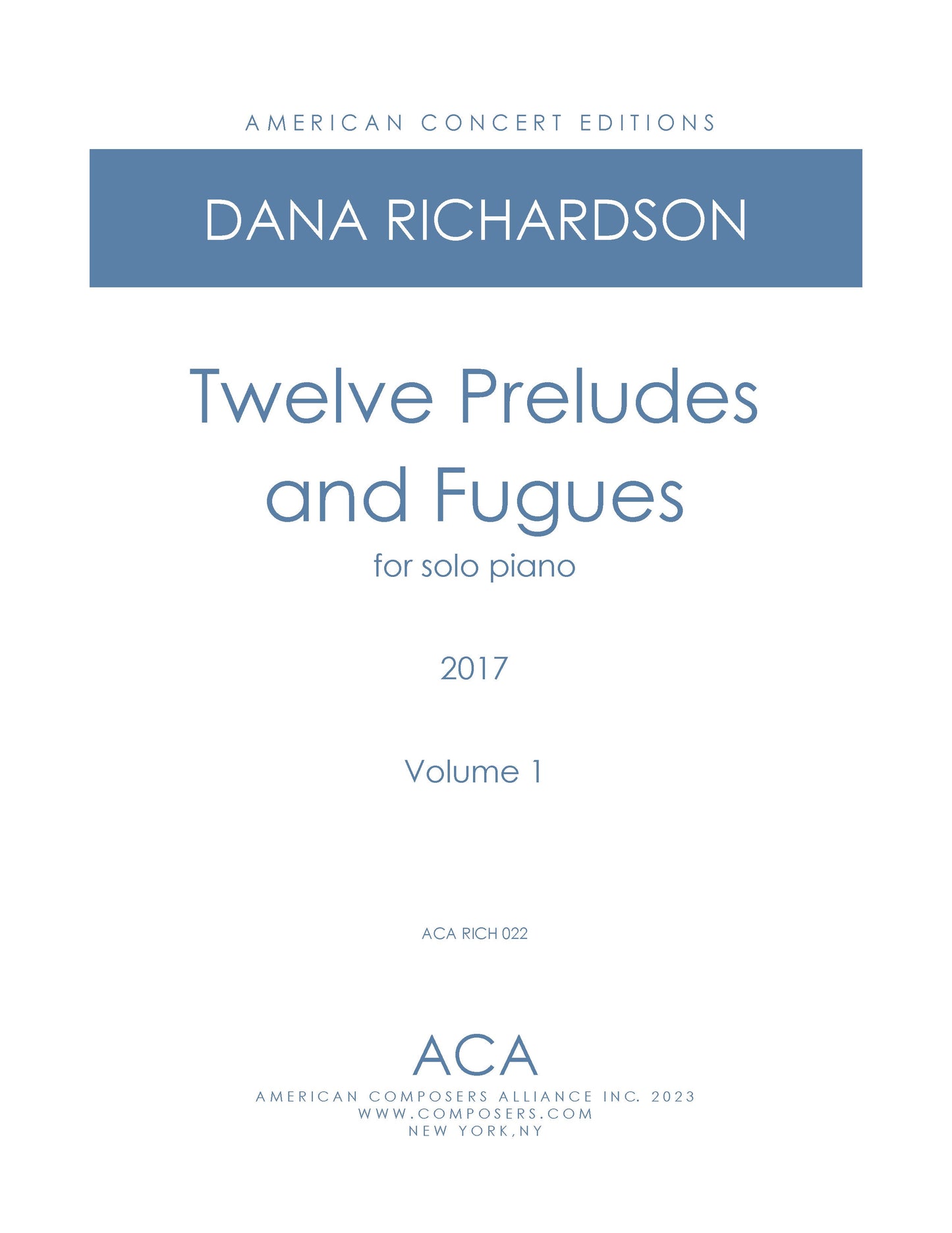 Twelve Preludes and Fugues: Volume 1