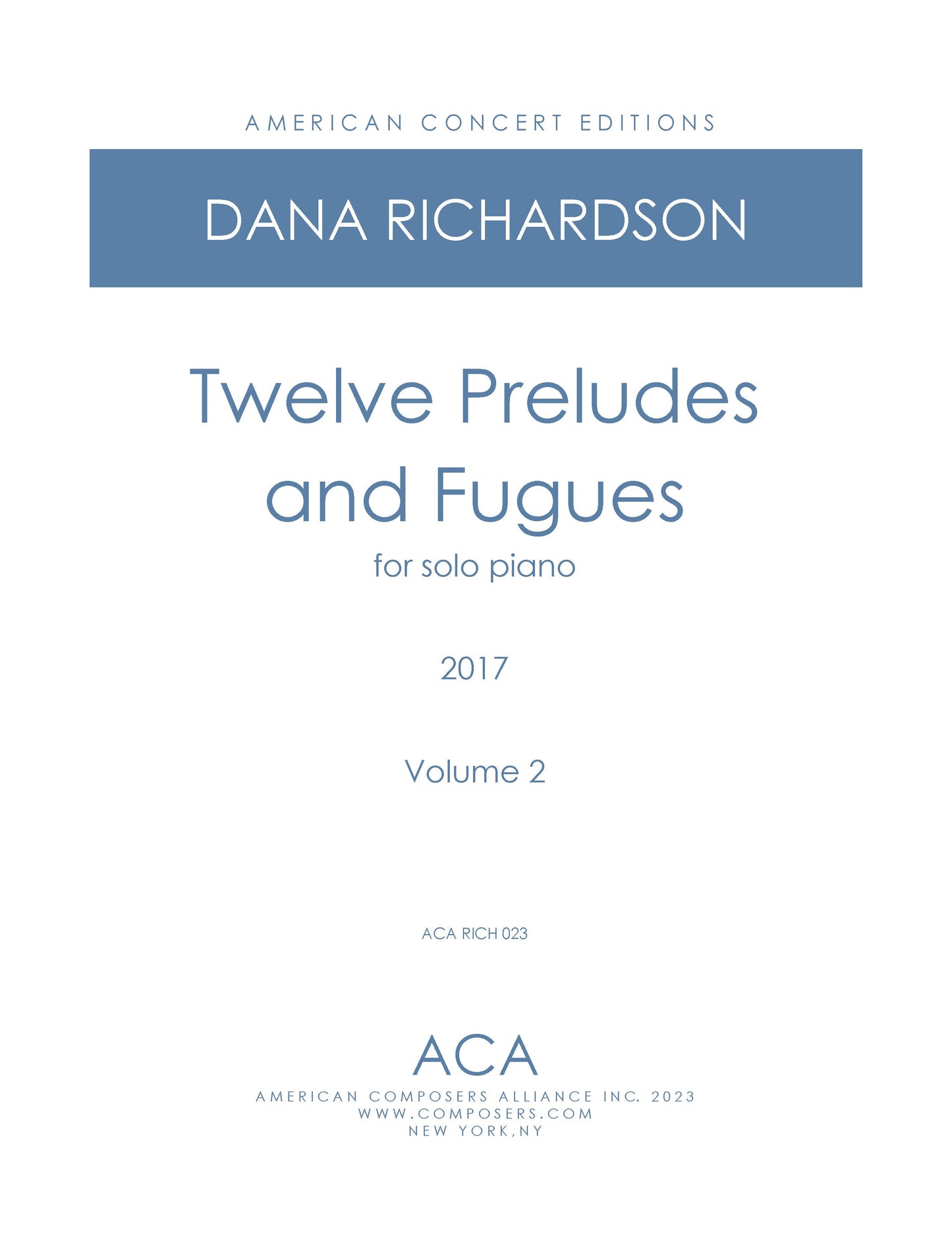 Twelve Preludes and Fugues: Volume 2