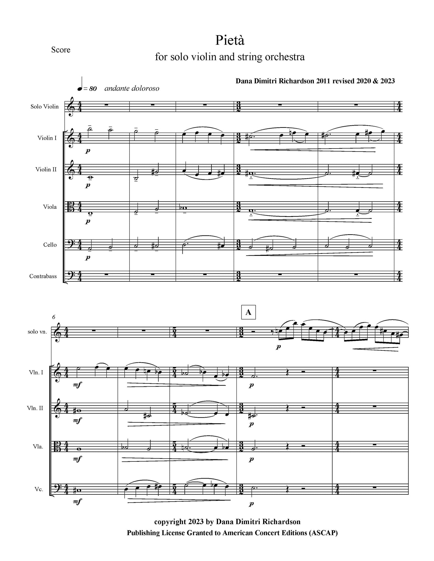 Pieta for Solo Violin and String Orchestra