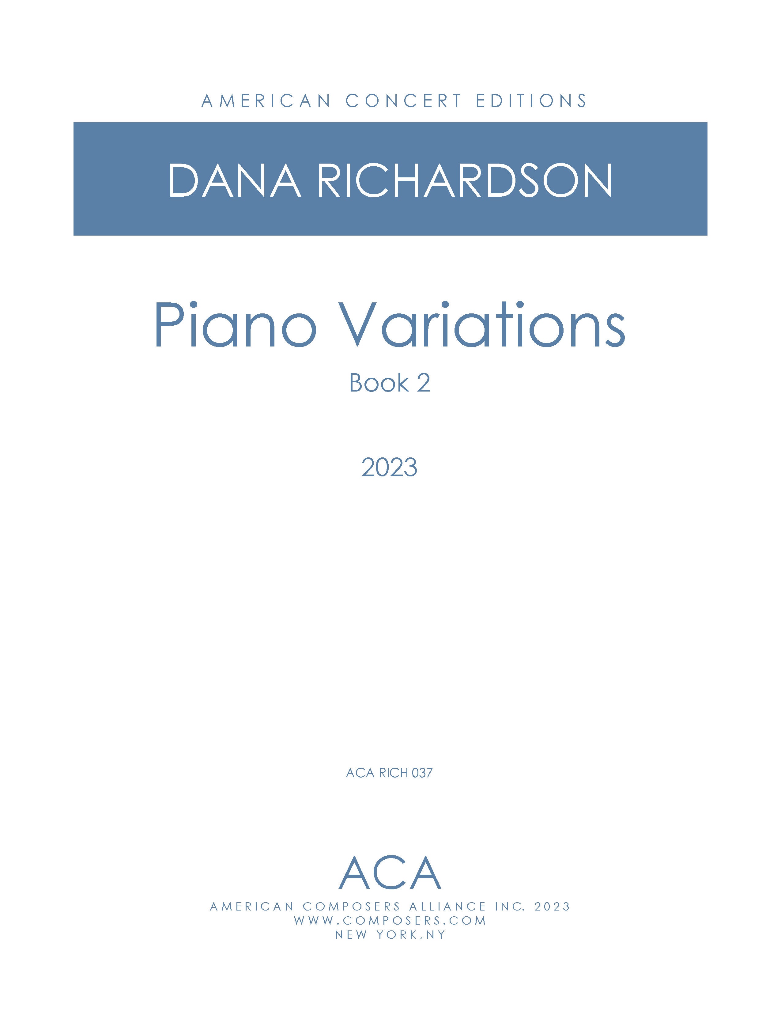 Piano Variations - Book 2 – American Composers Alliance