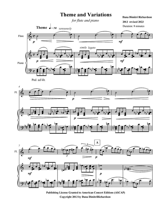 Theme and Variations - for Flute and Piano