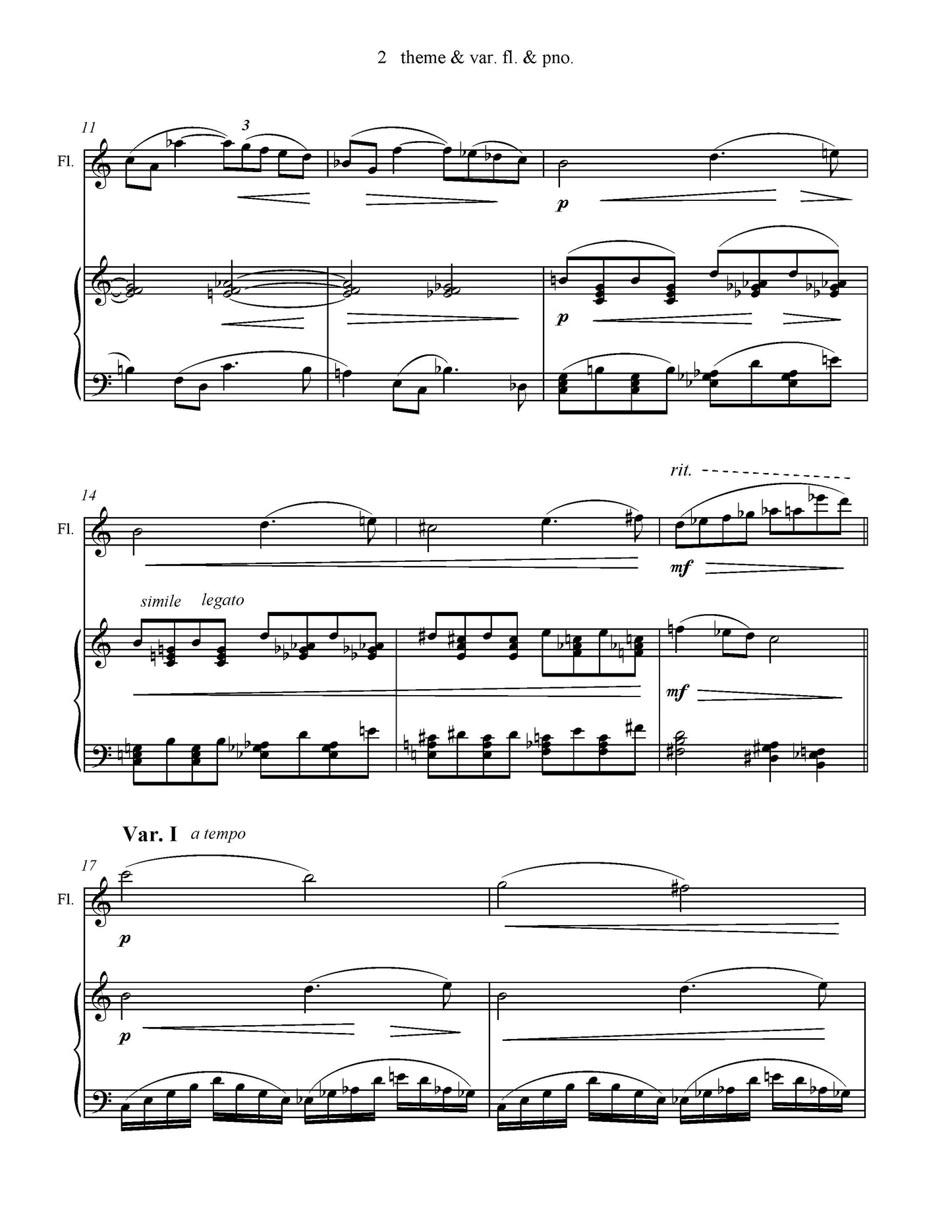 Theme and Variations - for Flute and Piano