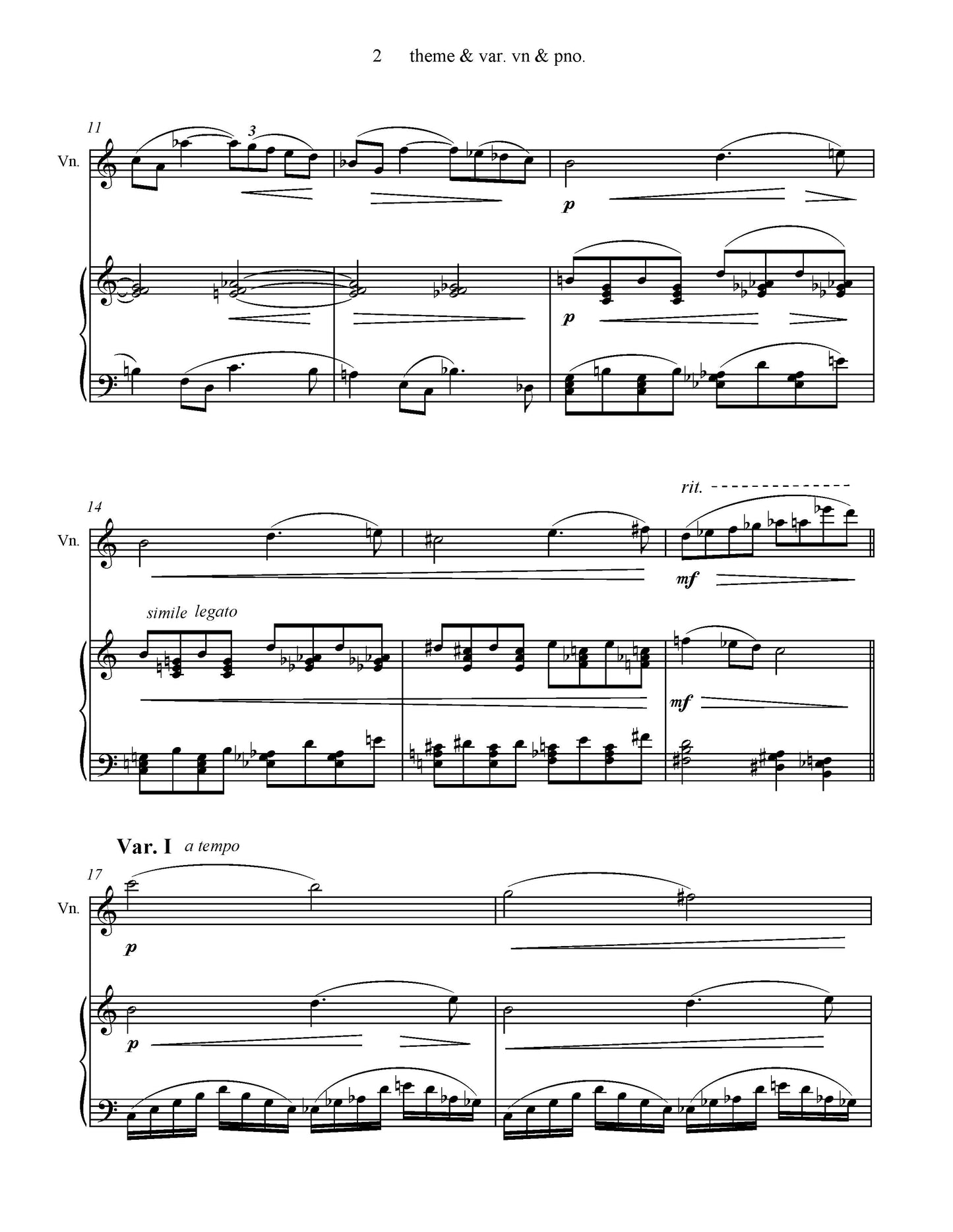 Theme and Variations - for Violin and Piano