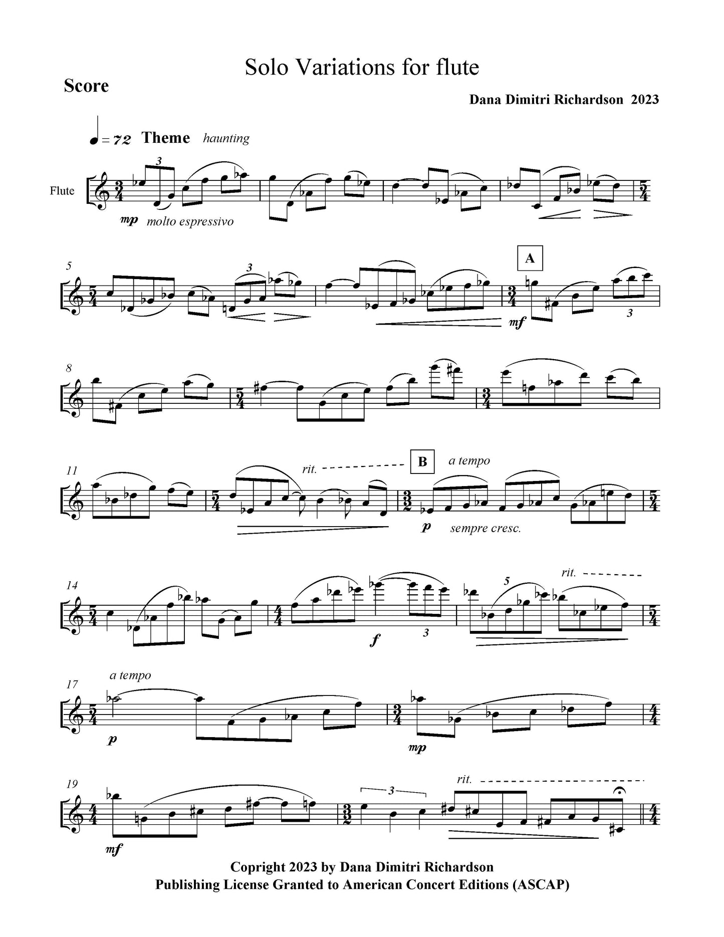 Solo Variations for Flute