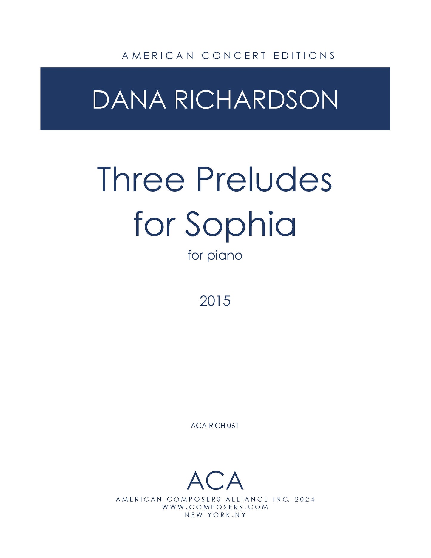 Three Preludes for Sophia