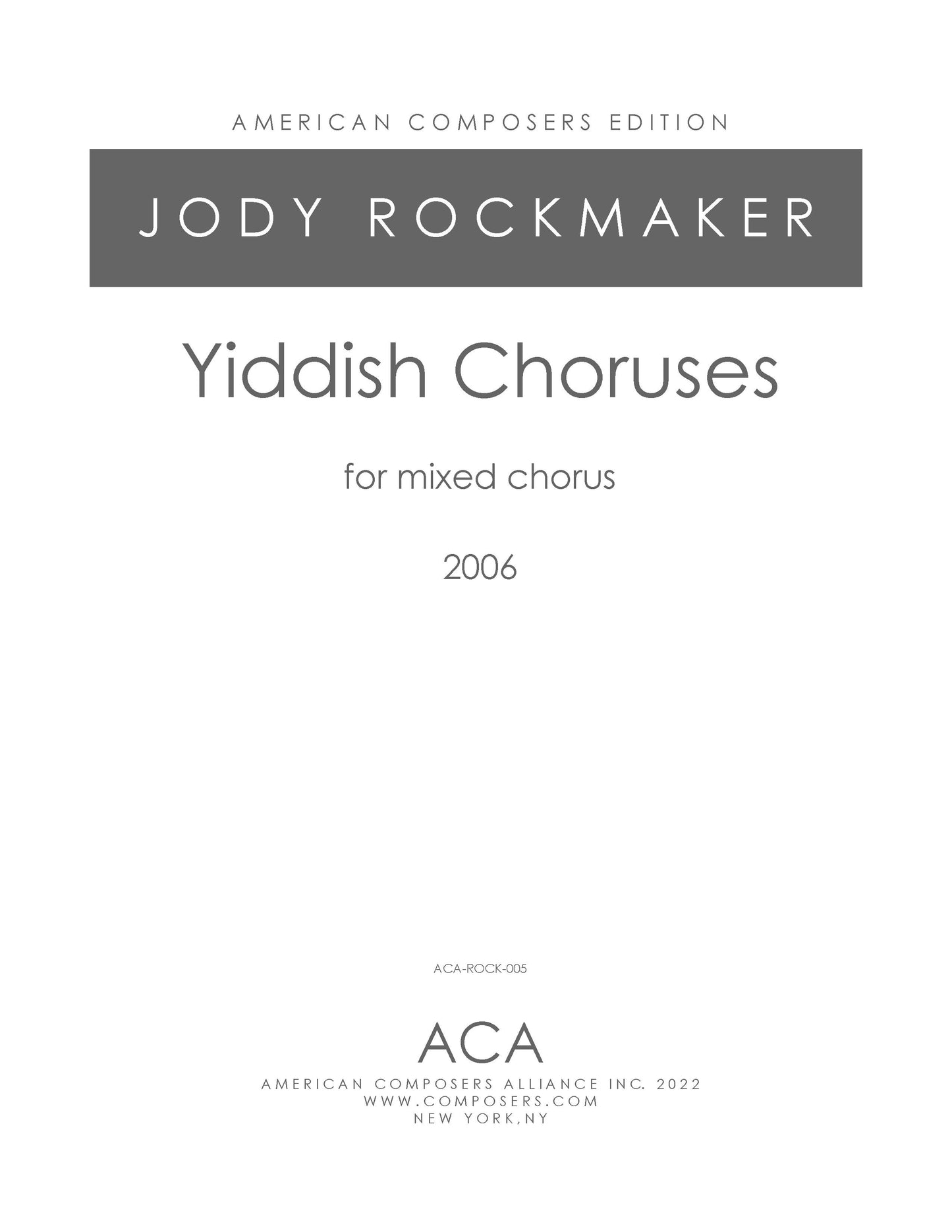 Yiddish Choruses (5)