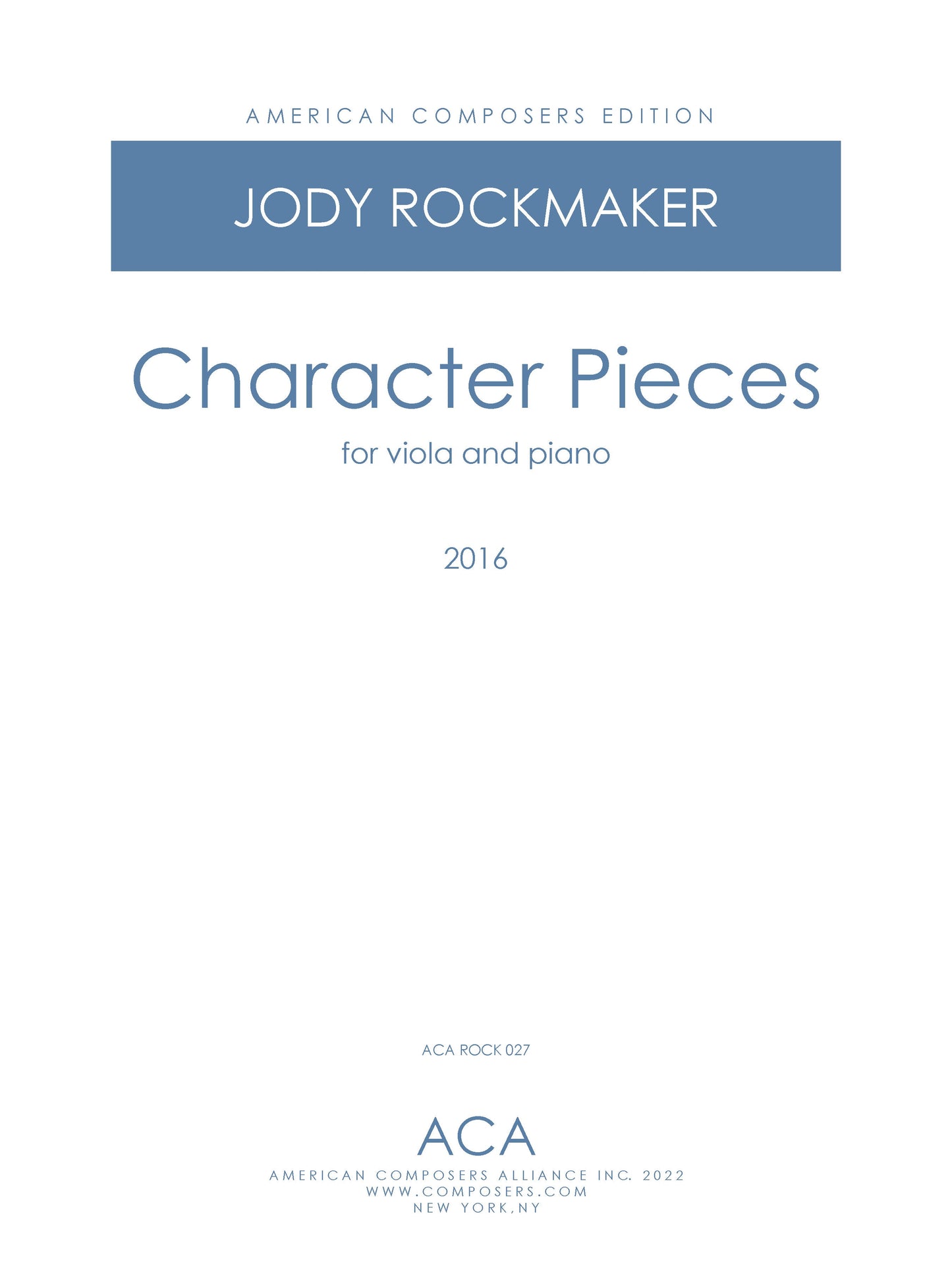 CHARACTER PIECES FOR VIOLA AND PIANO