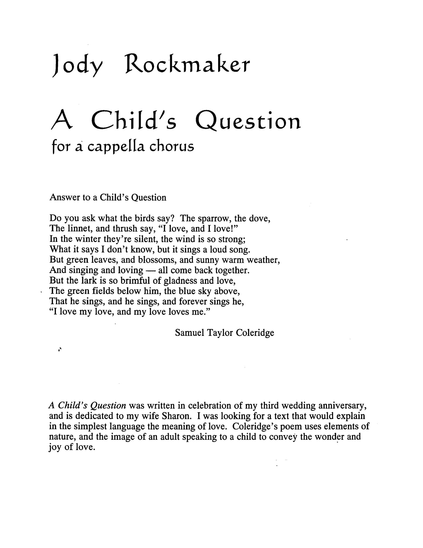 A Child's Question