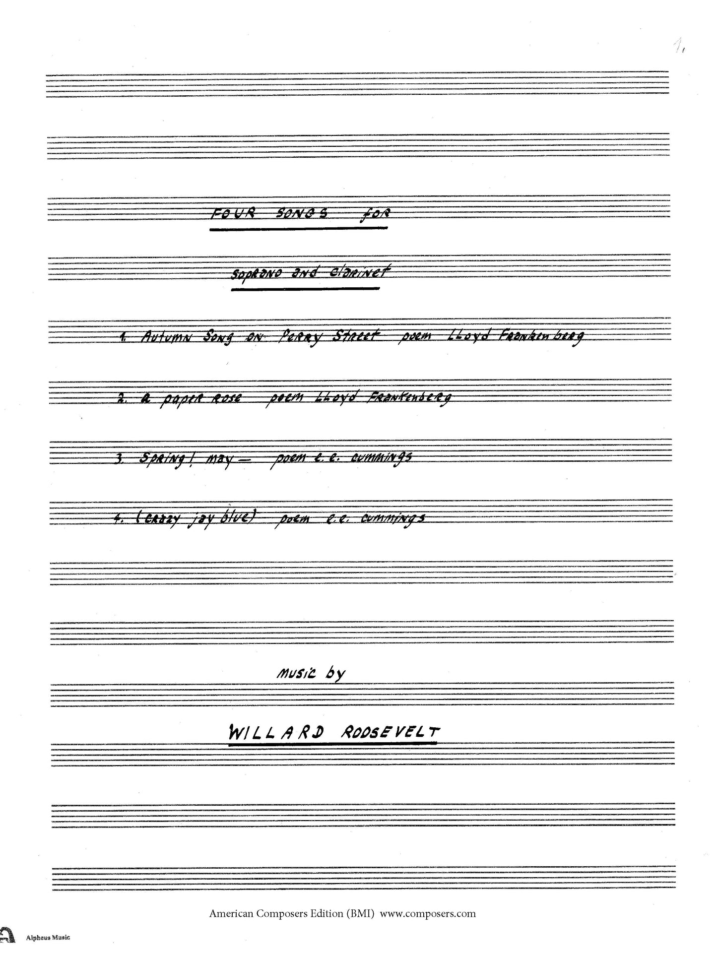 FOUR SONGS for Soprano and Clarinet