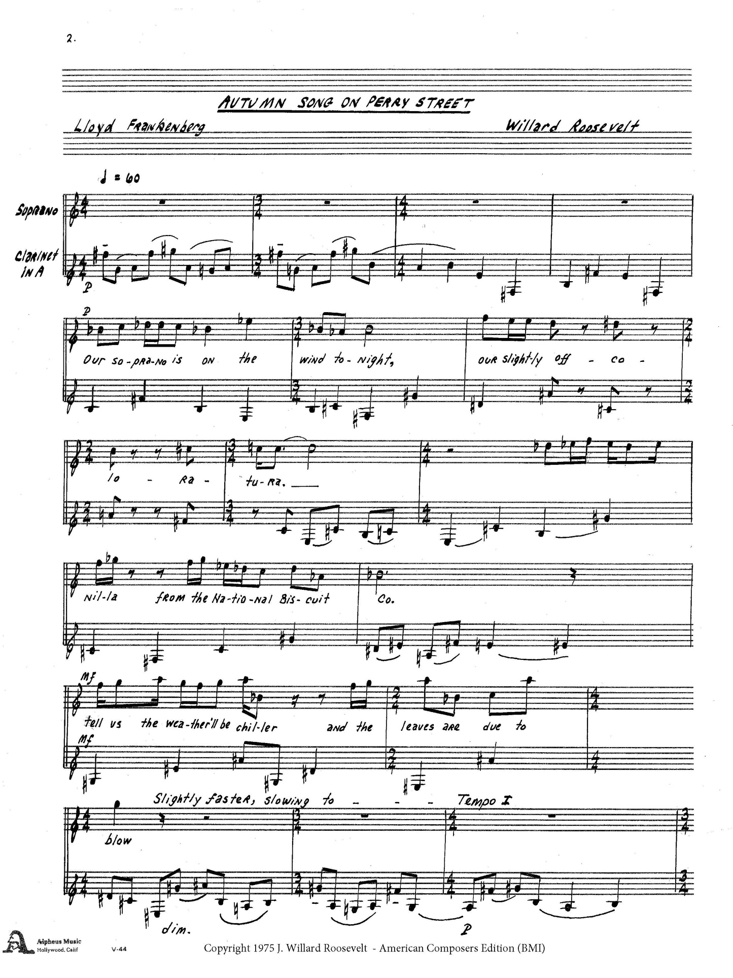 FOUR SONGS for Soprano and Clarinet