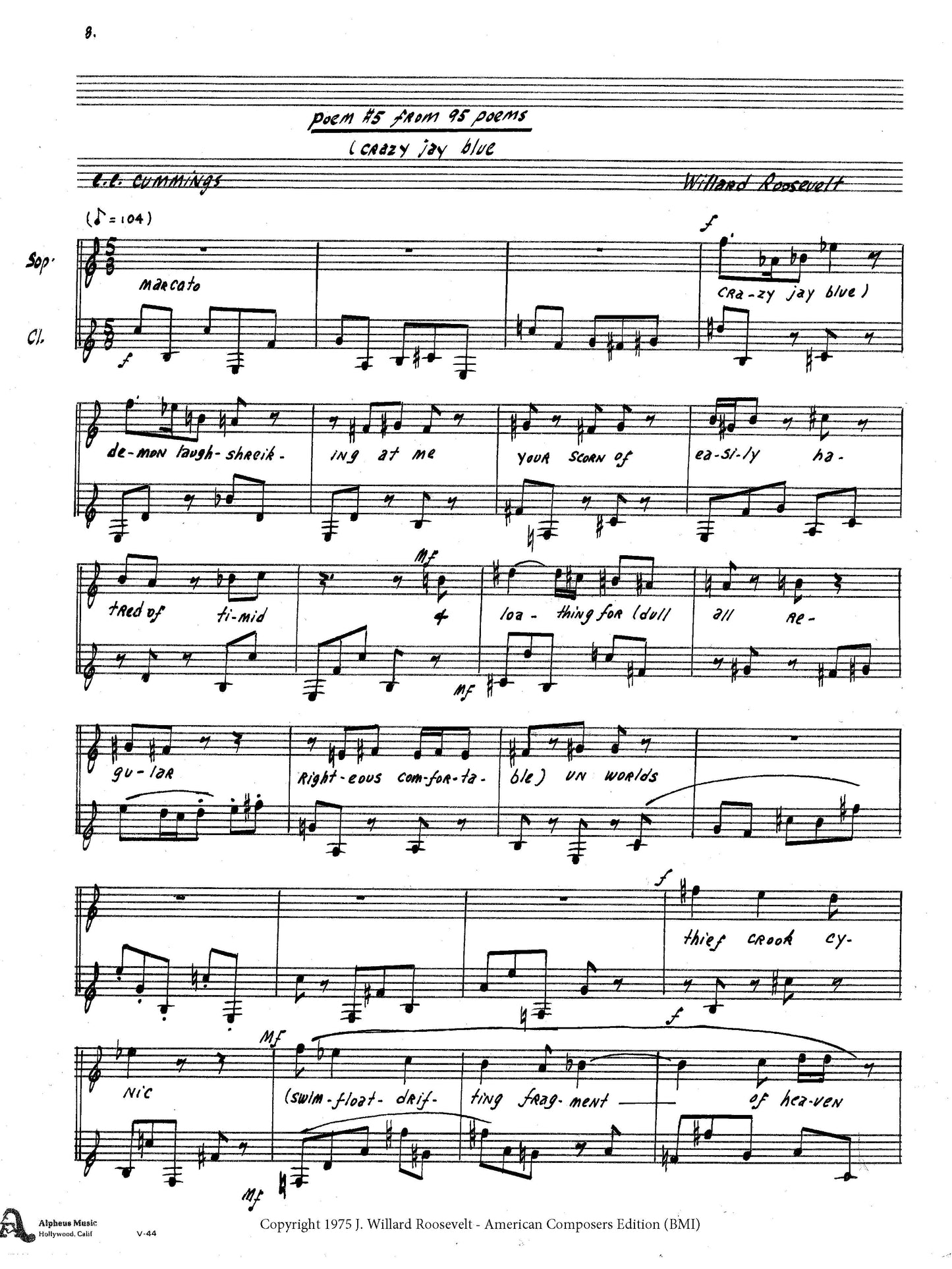 FOUR SONGS for Soprano and Clarinet