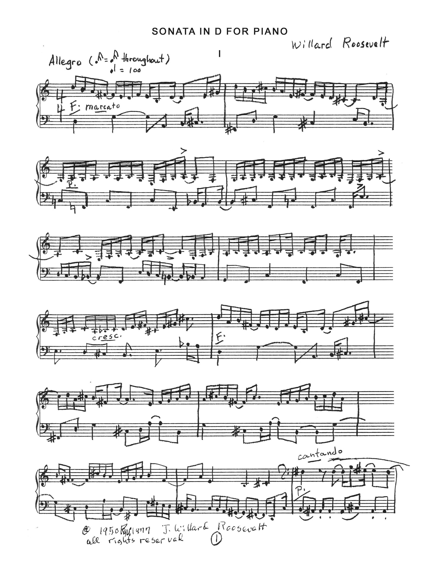 SONATA NO.1 IN D