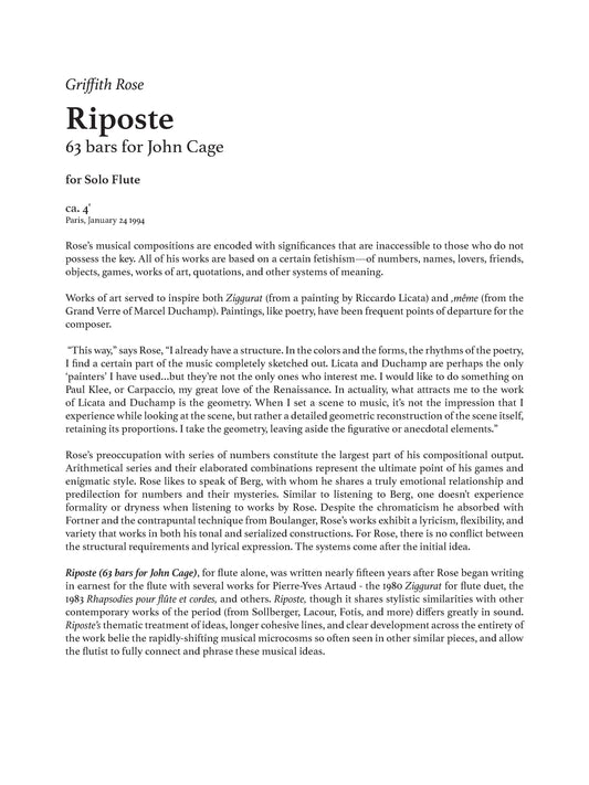 Riposte - 63 Bars for John Cage