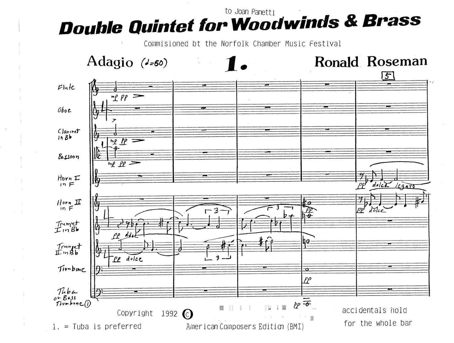 DOUBLE QUINTET FOR WOODWINDS and BRASS