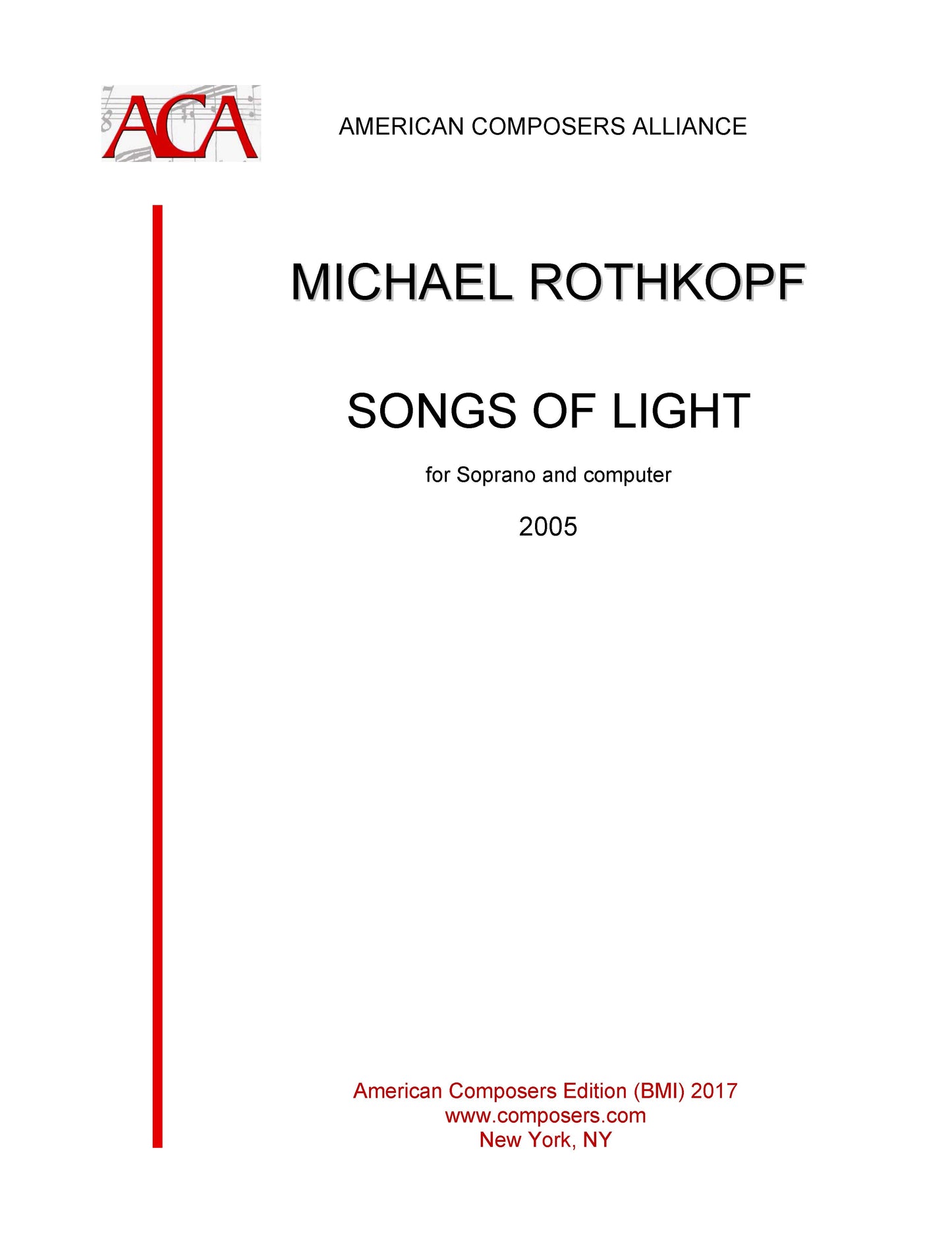 SONGS OF LIGHT FOR SOPRANO AND COMPUTER