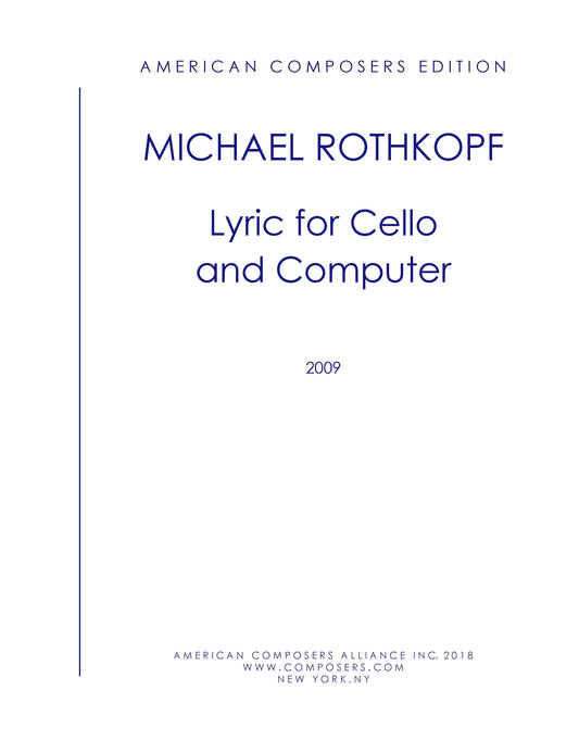 LYRIC FOR CELLO AND COMPUTER