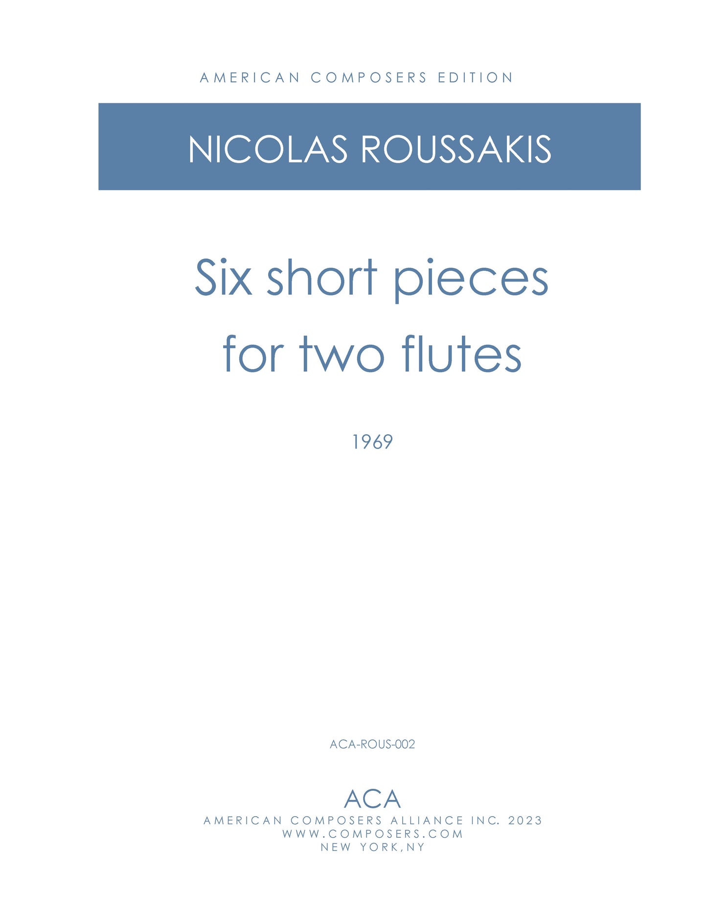 SIX SHORT PIECES FOR TWO FLUTES