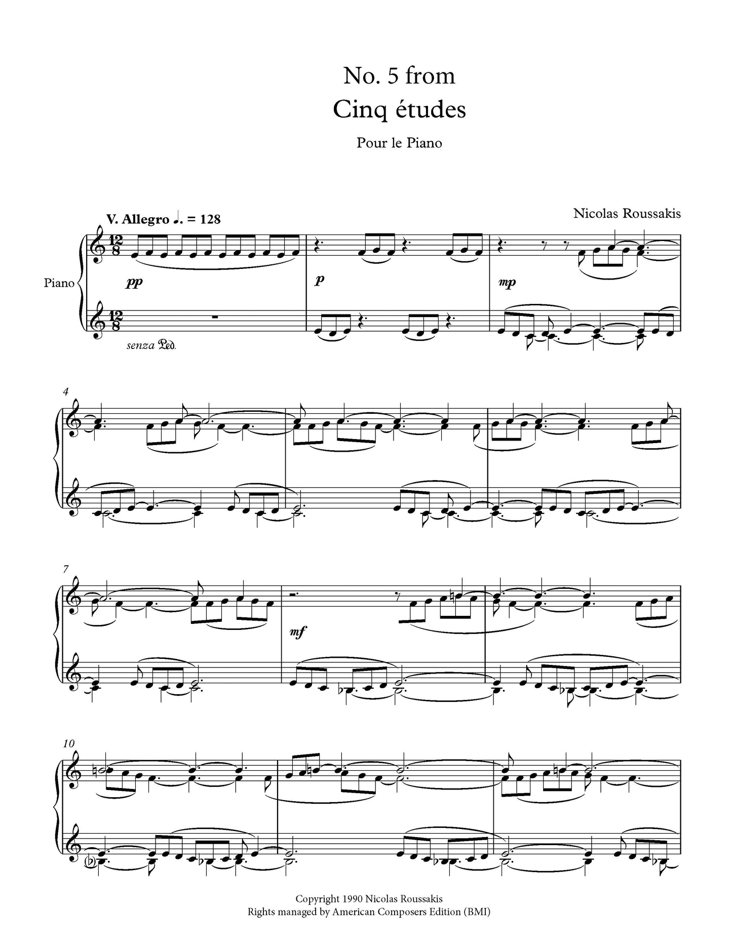 CINQ ETUDES v. Allegro