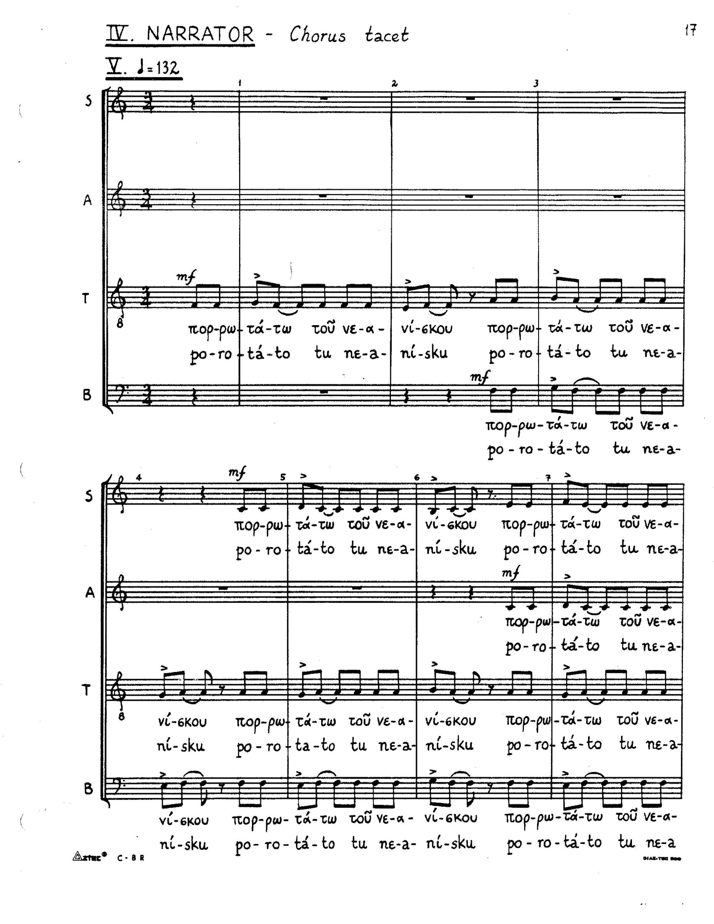 GOD ABANDONS ANTONY - Choral score