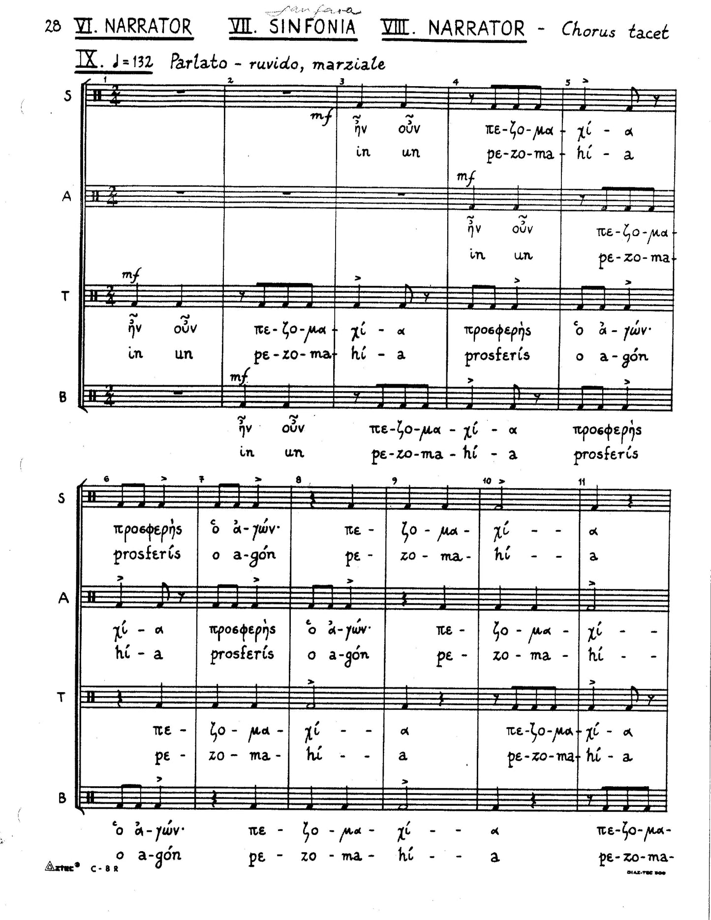 GOD ABANDONS ANTONY - Choral score