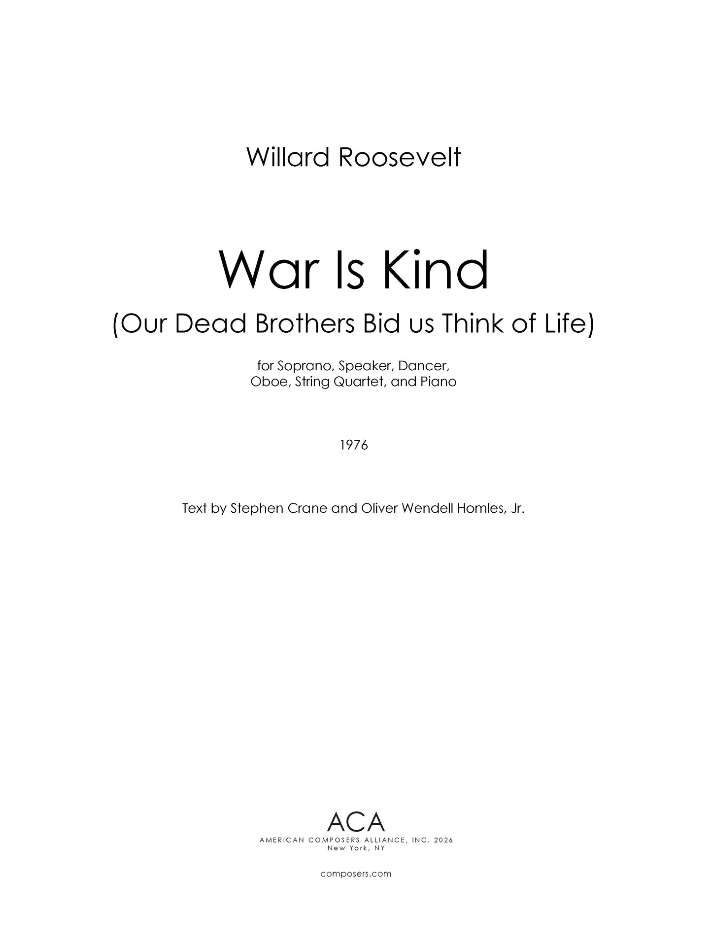 War Is Kind (Our Dead Brothers Bid us Think of Life)