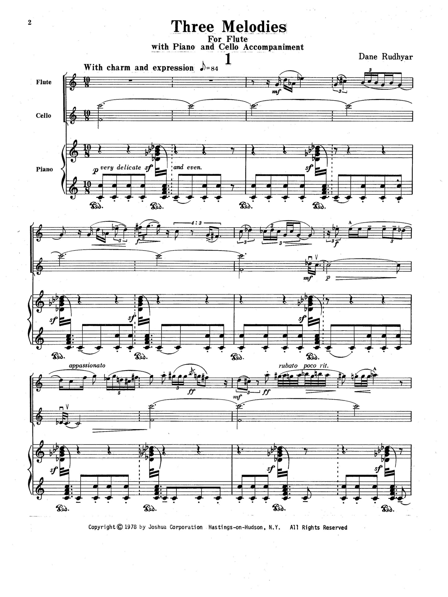 Three Melodies for Flute, Cello, and Piano