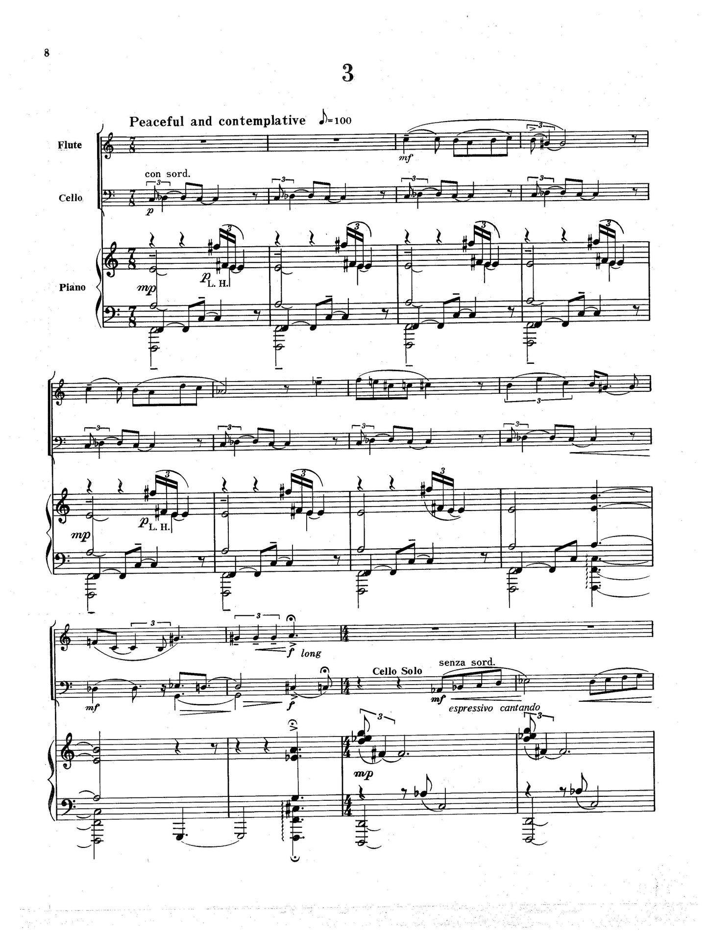 Three Melodies for Flute, Cello, and Piano