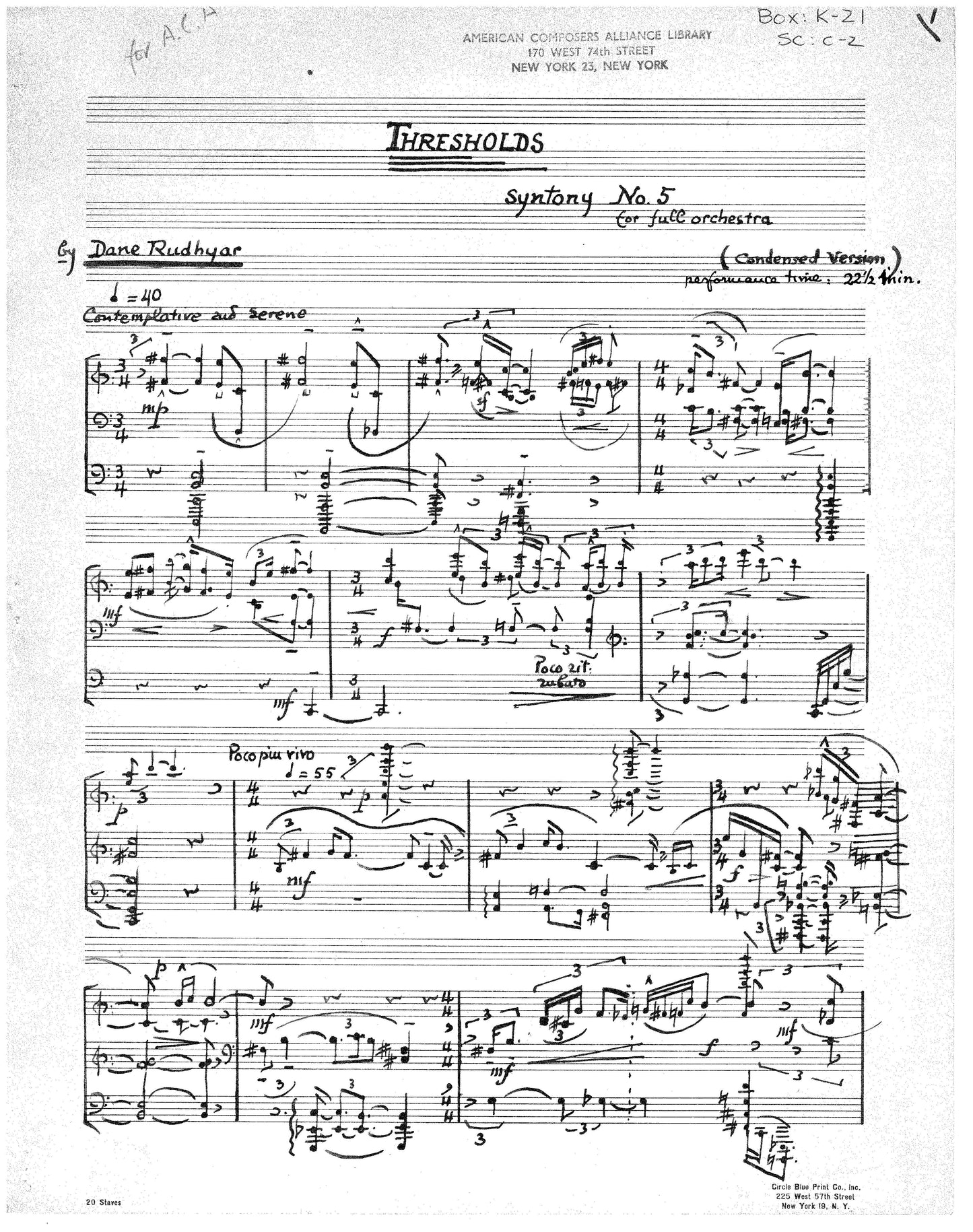 Thresholds (Condensed orchestra score)