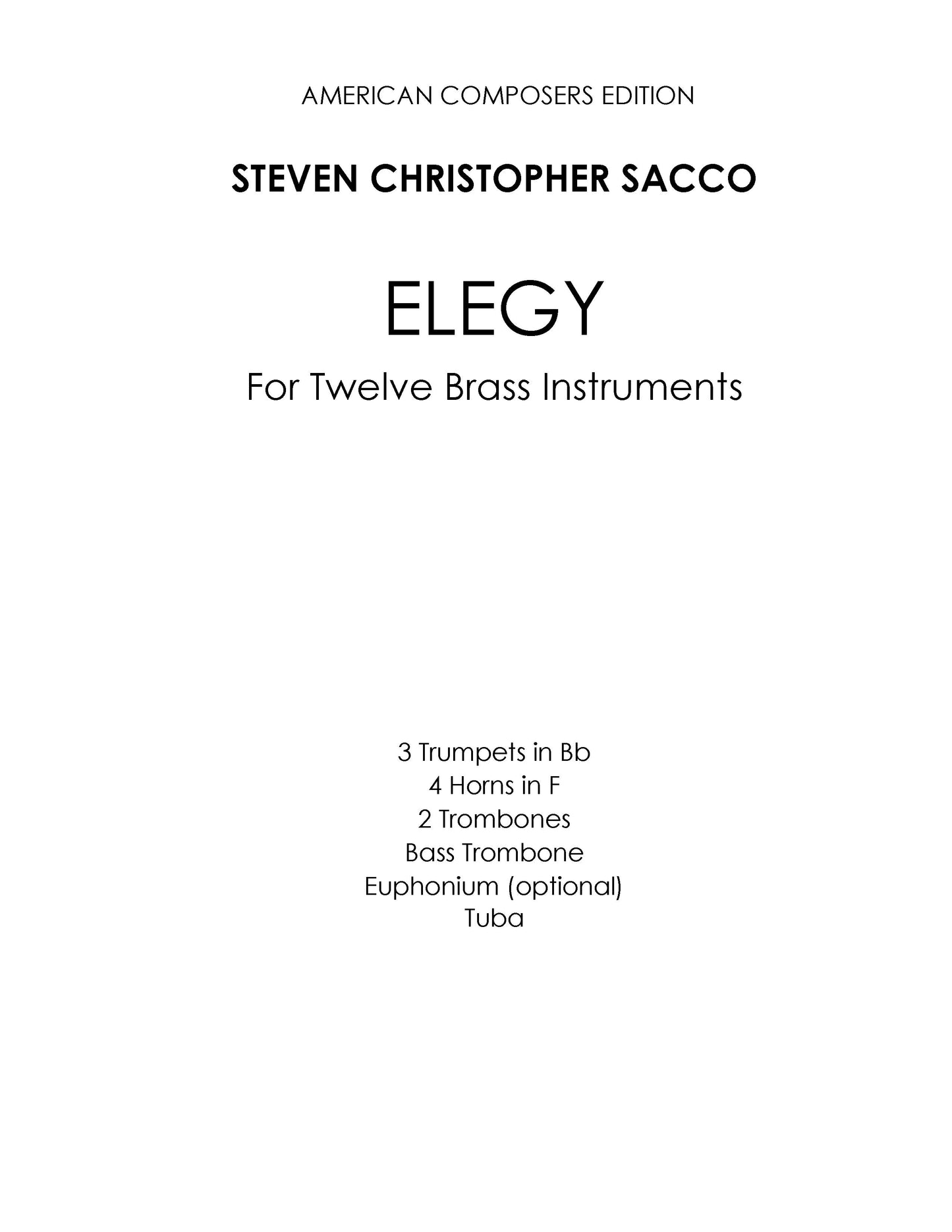 ELEGY for Twelve Brass Instruments