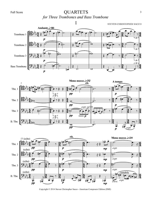 QUARTETS for Three Trombones and Bass Trombone