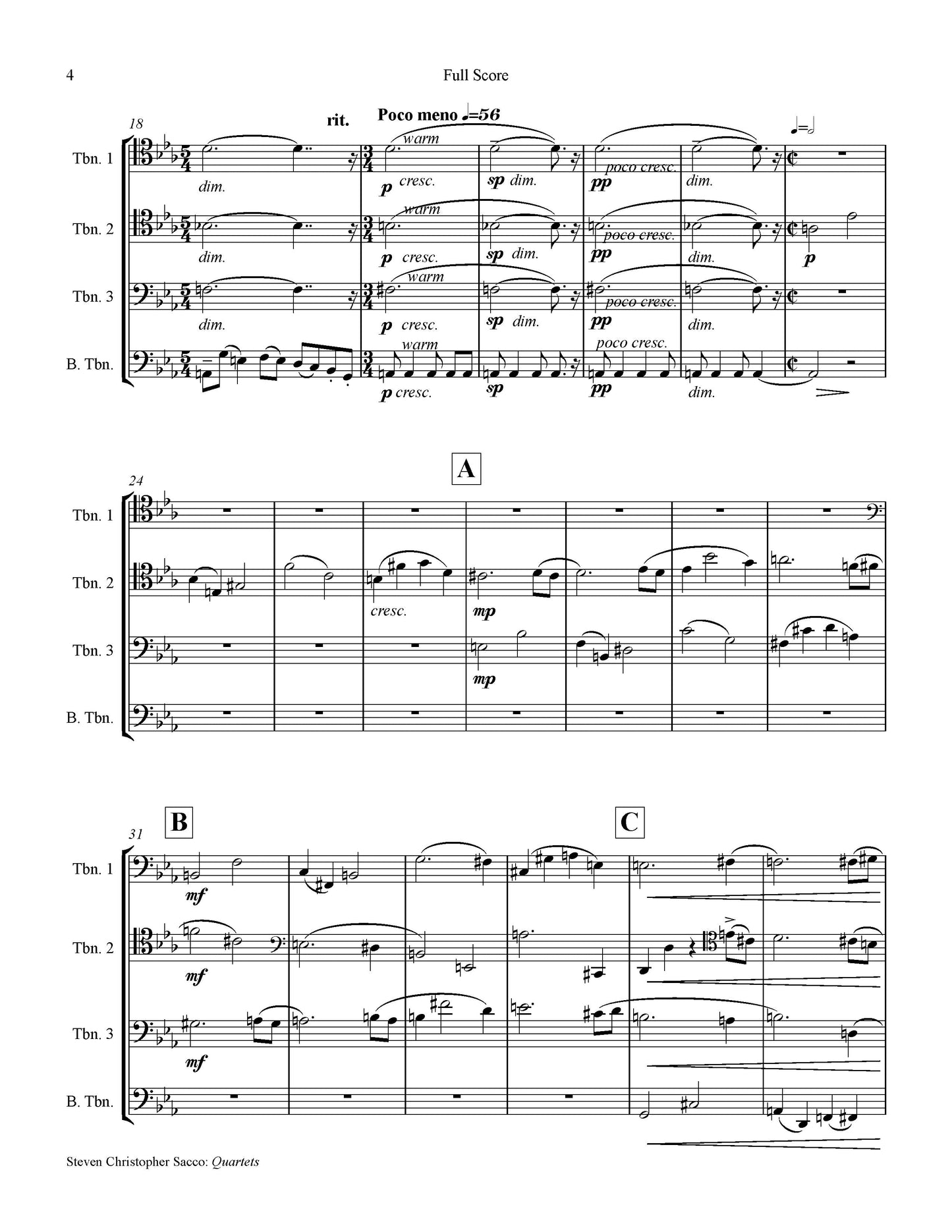 QUARTETS for Three Trombones and Bass Trombone