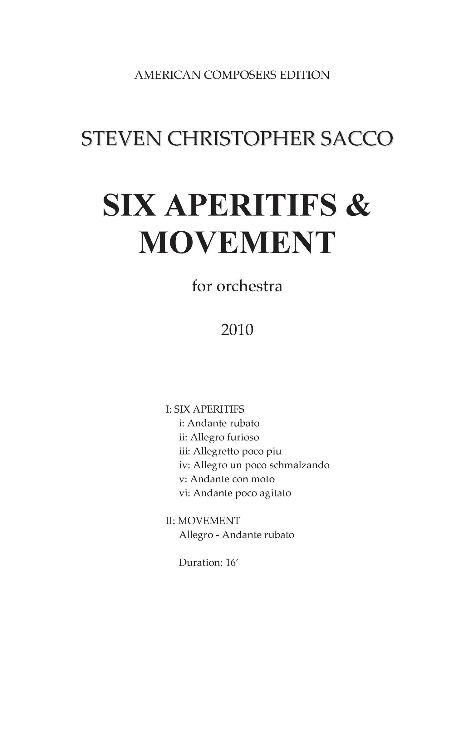 SIX APERITIFS & MOVEMENT