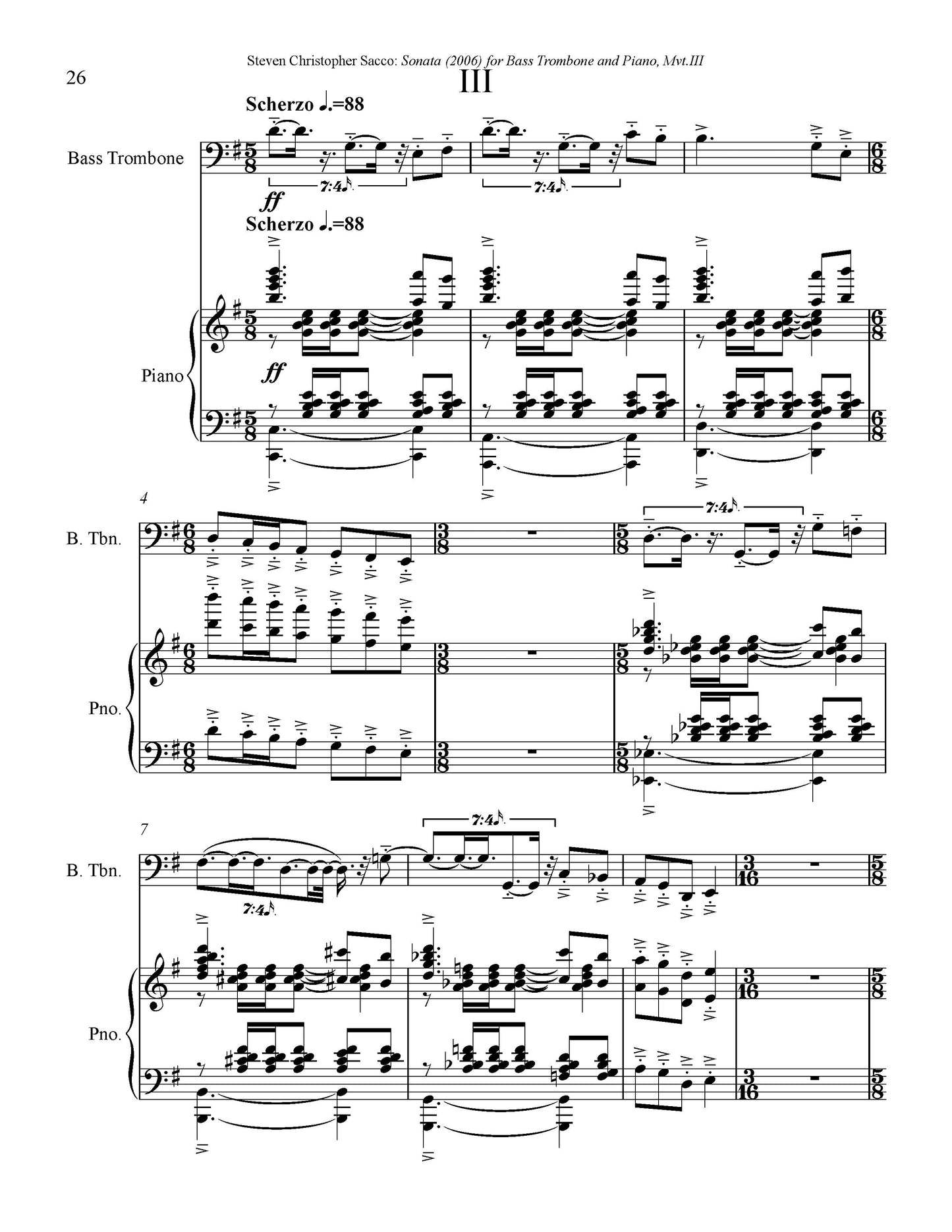 SONATA for Bass Trombone and Piano