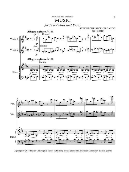 MUSIC for Two Violins and Piano