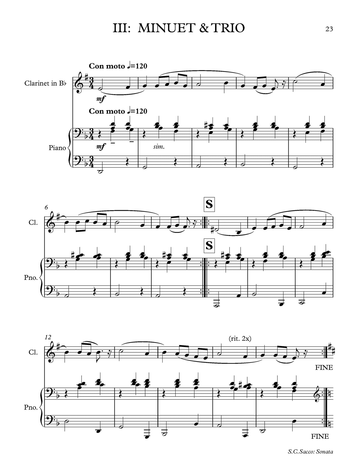 Sonata for Clarinet and Piano