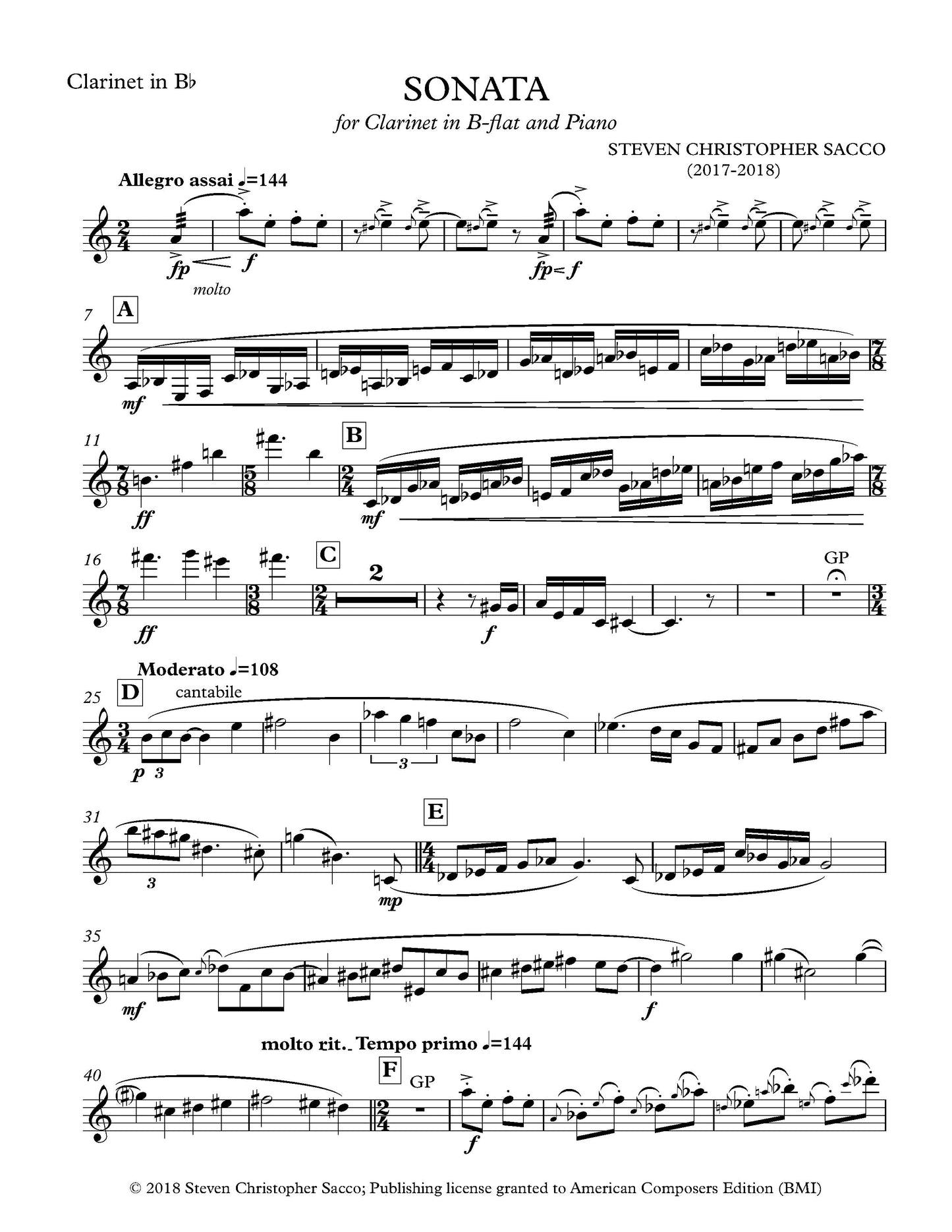 Sonata for Clarinet and Piano