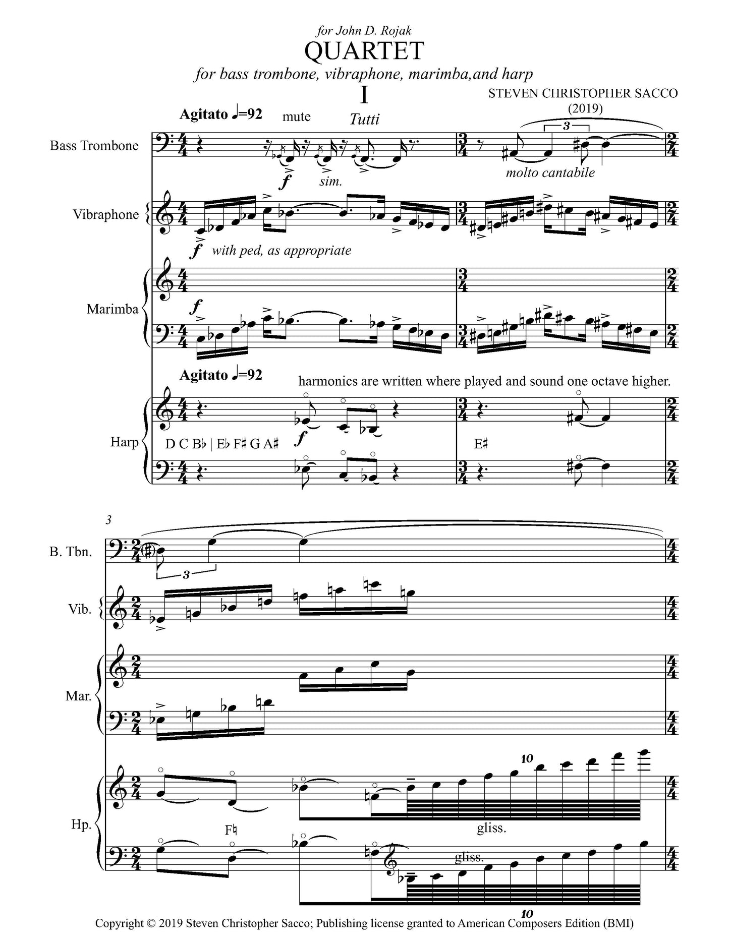 Quartet for Bass Trombone, Vibraphone, Marimba, and Harp