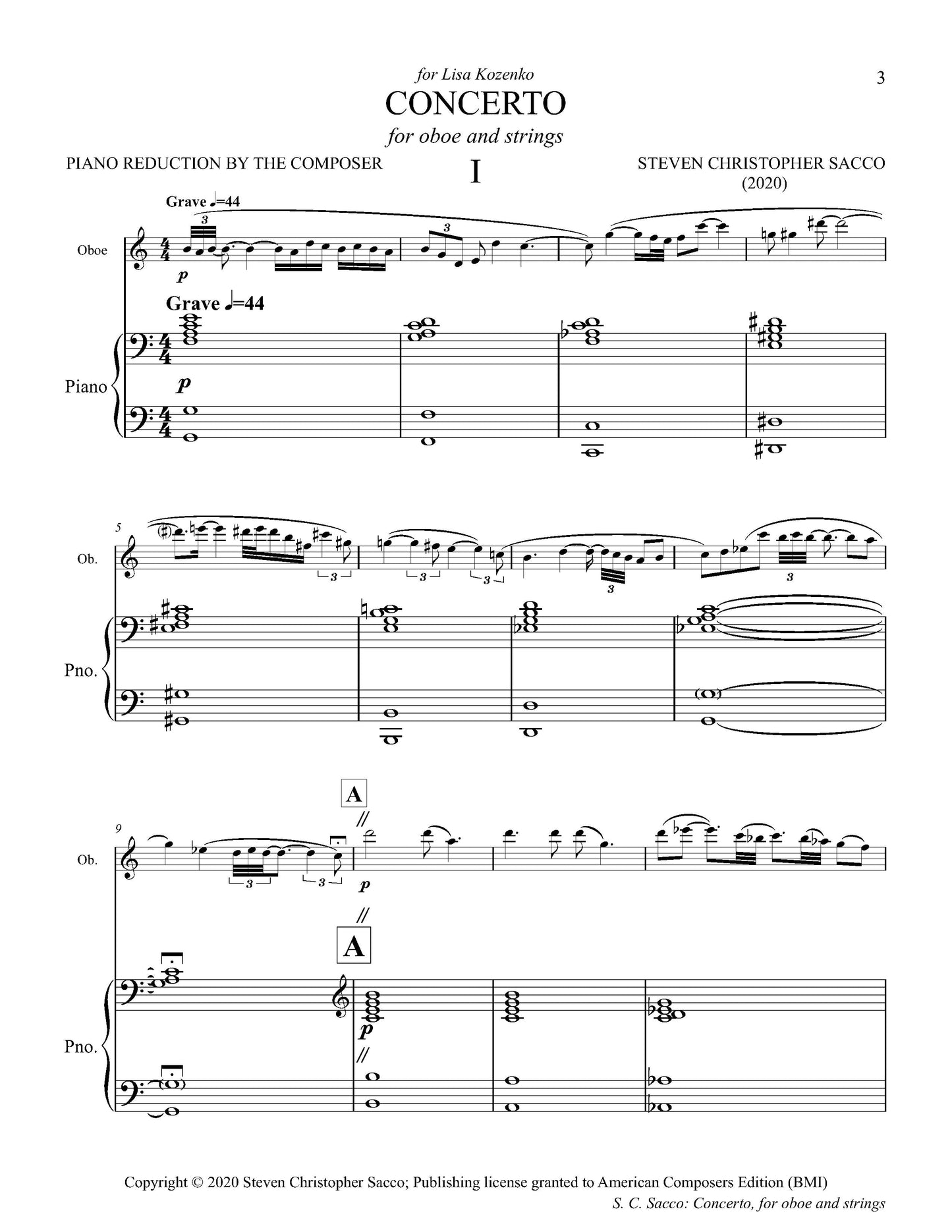 Concerto for Oboe and Strings - Piano Reduction