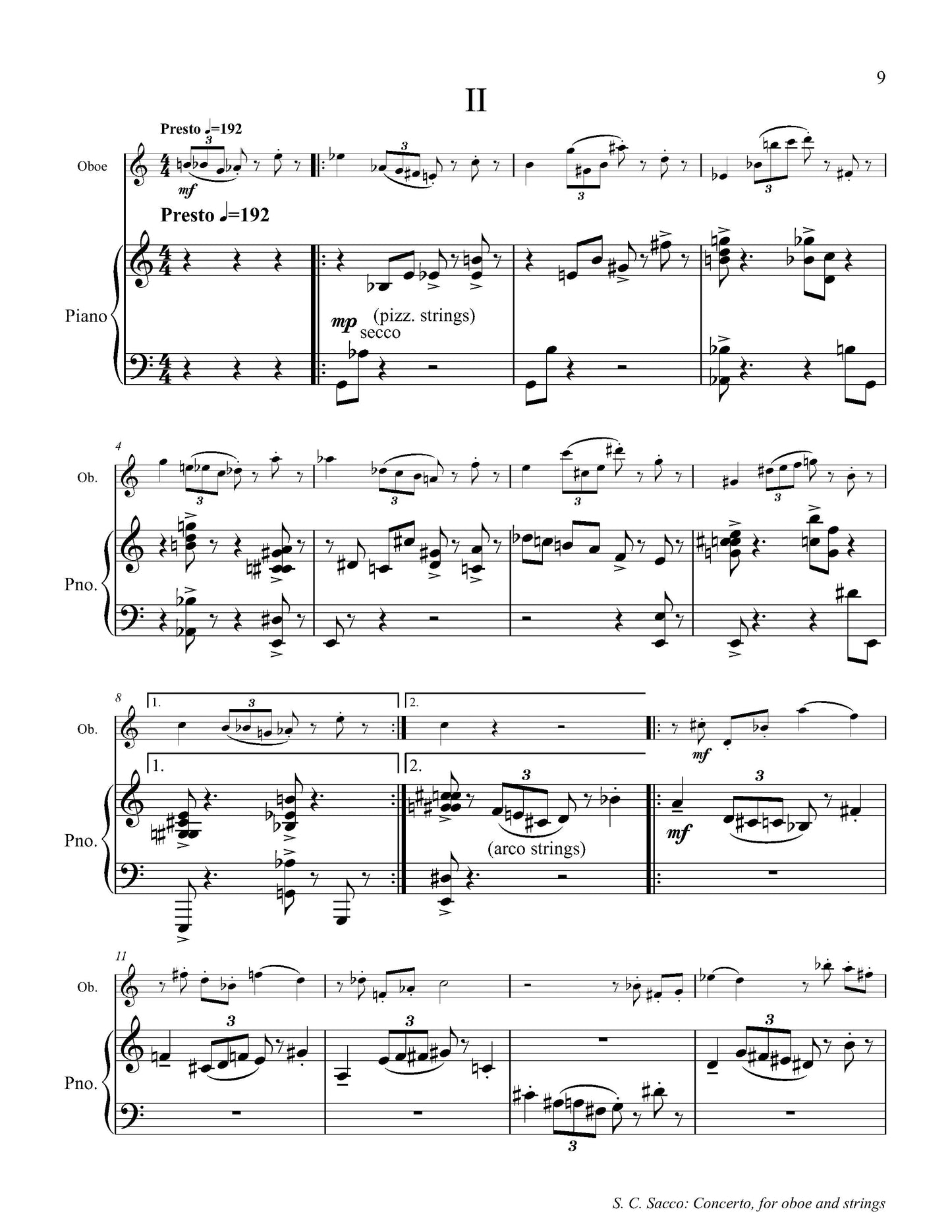 Concerto for Oboe and Strings - Piano Reduction