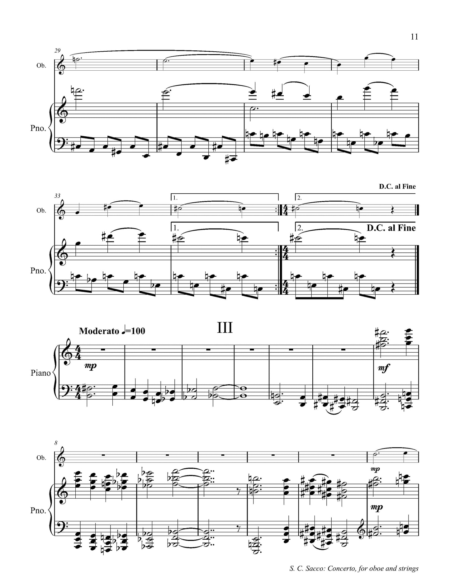 Concerto for Oboe and Strings - Piano Reduction