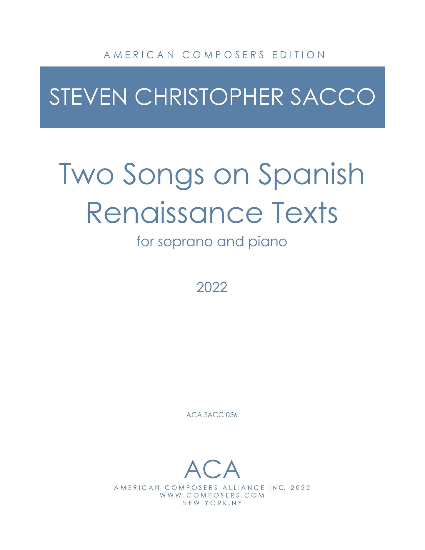 Two Songs on Spanish Renaissance Texts