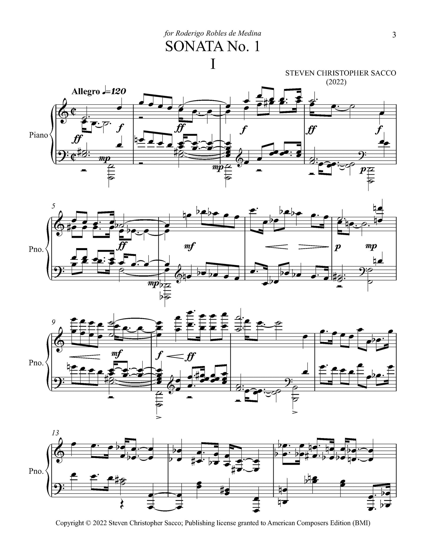 Sonata No. 1 for Piano Solo