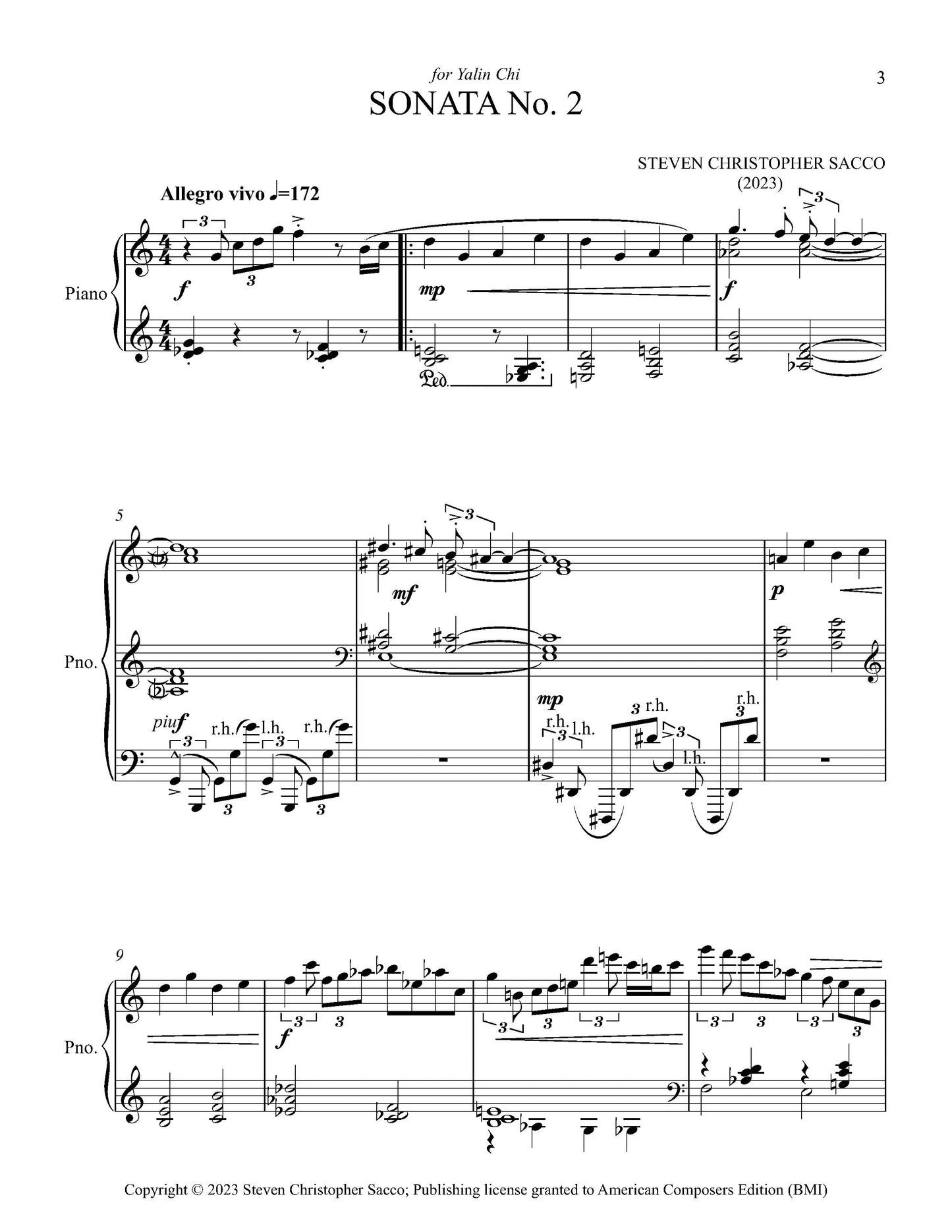 Sonata No. 2 for Piano Solo