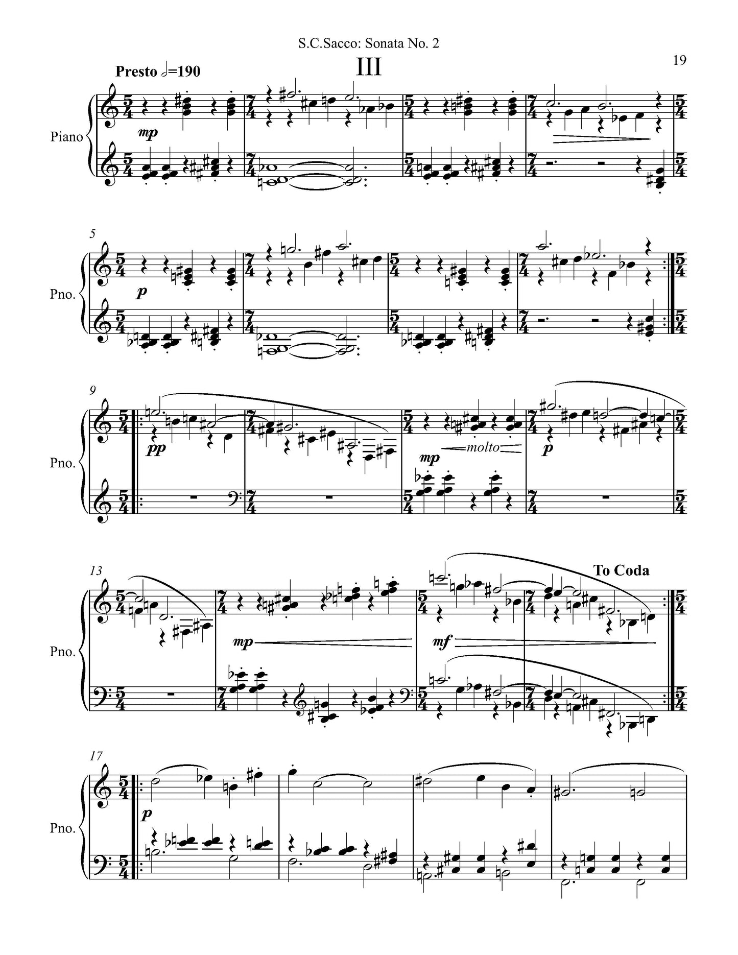 Sonata No. 2 for Piano Solo