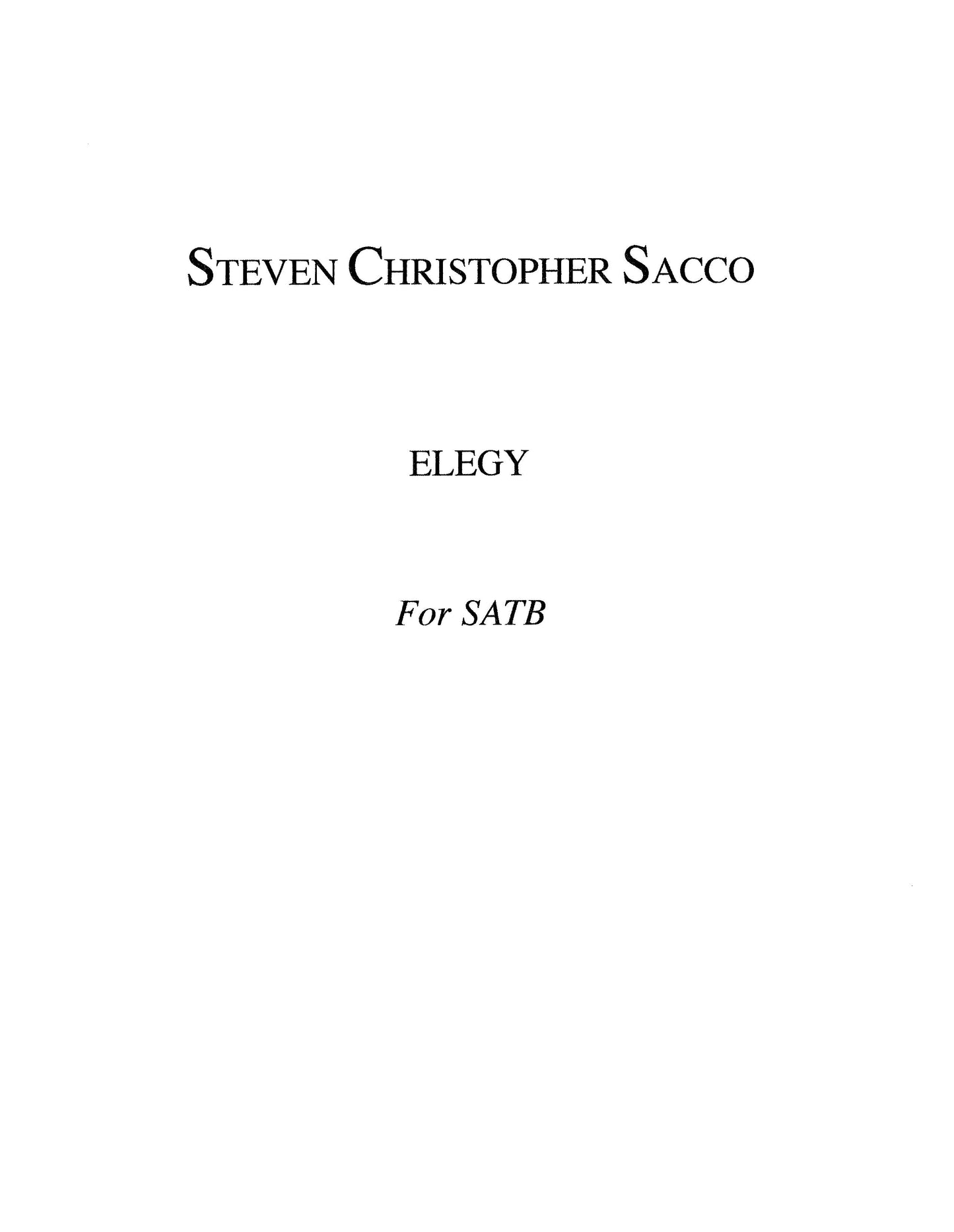 ELEGY FOR SATB