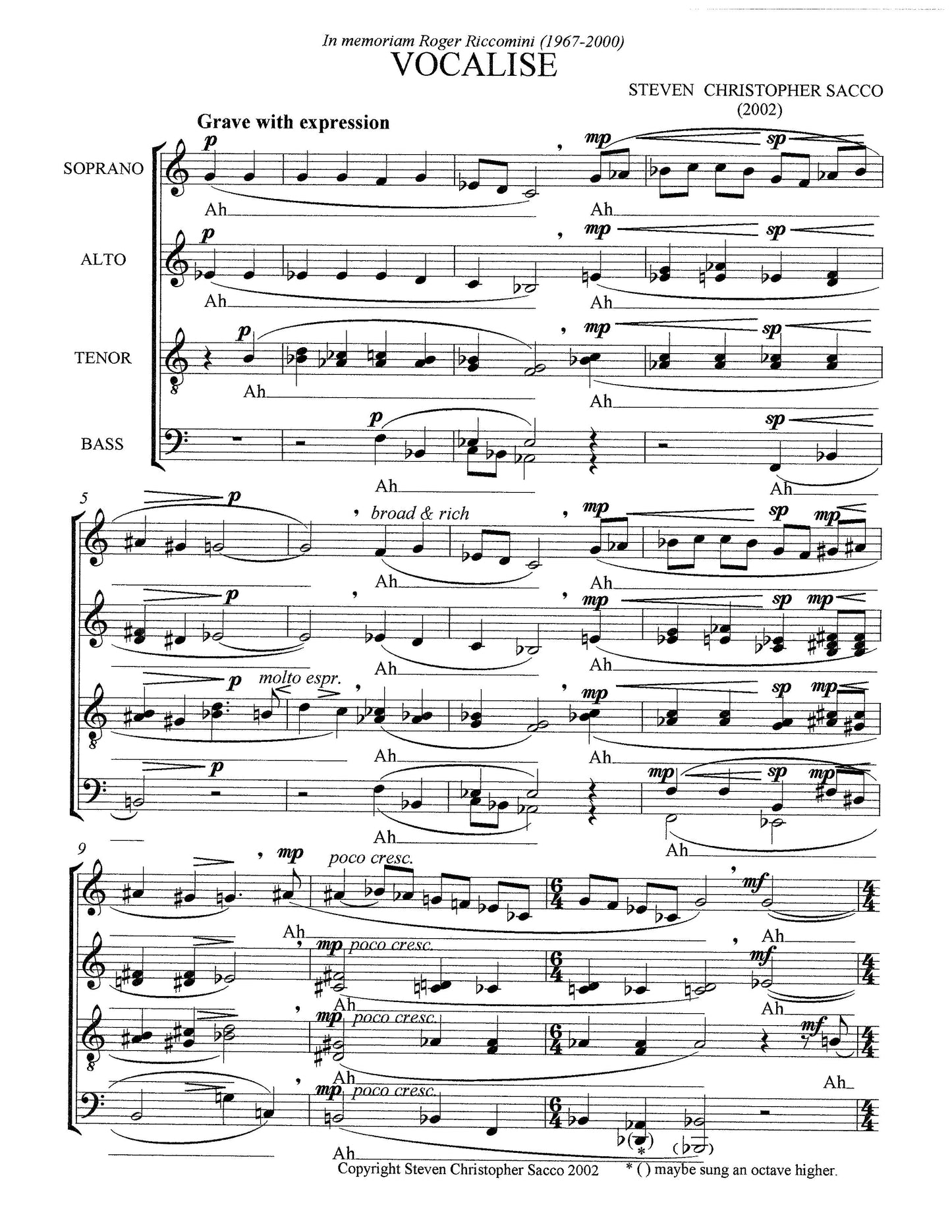 ELEGY FOR SATB