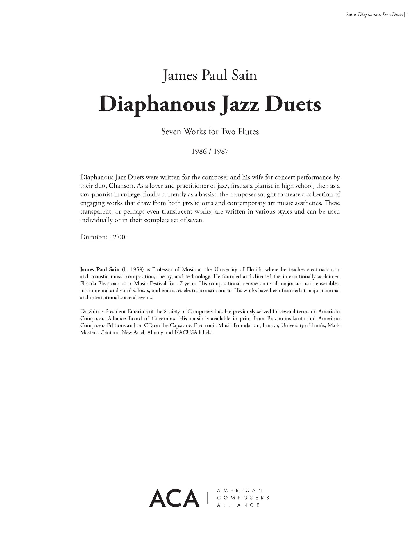 Diaphanous Jazz Duets