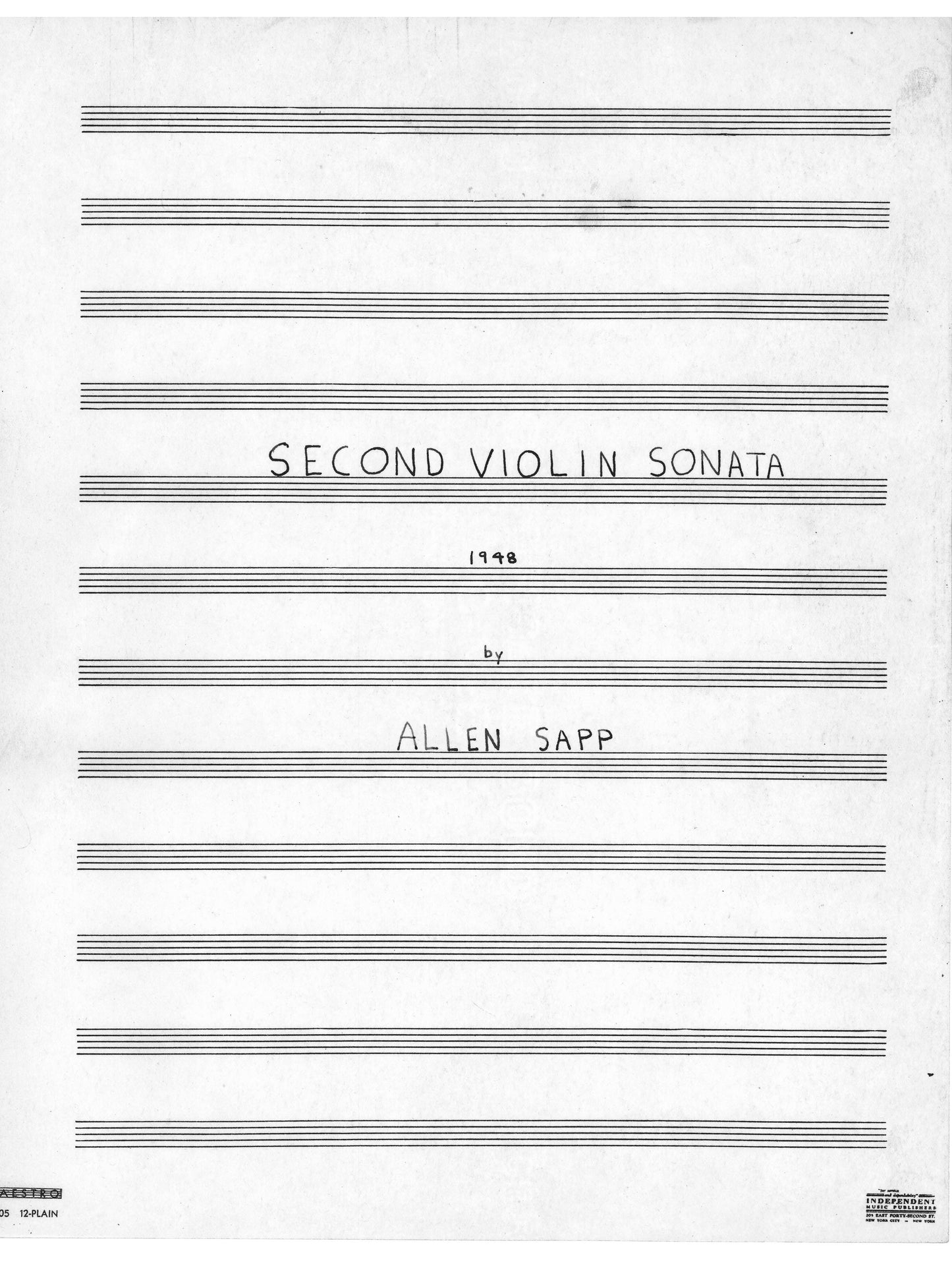 SECOND VIOLIN SONATA