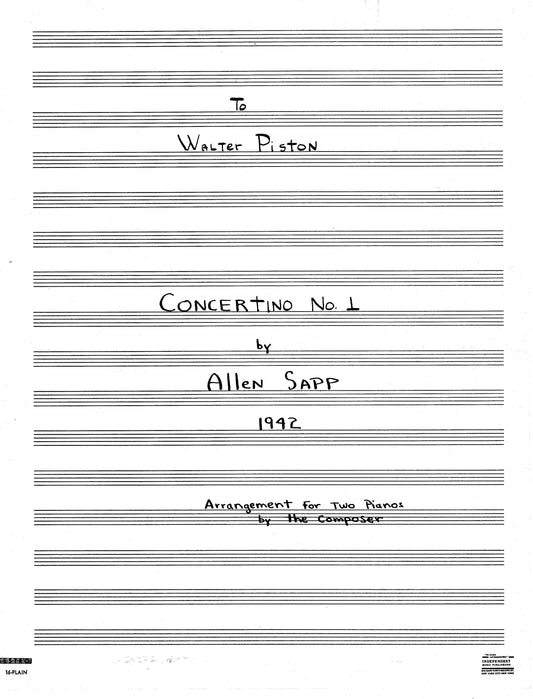 CONCERTINO No 1 Arr for 2 pianos