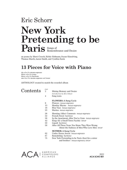 New York Pretending to Be Paris - Songs of Remembrance and Desire